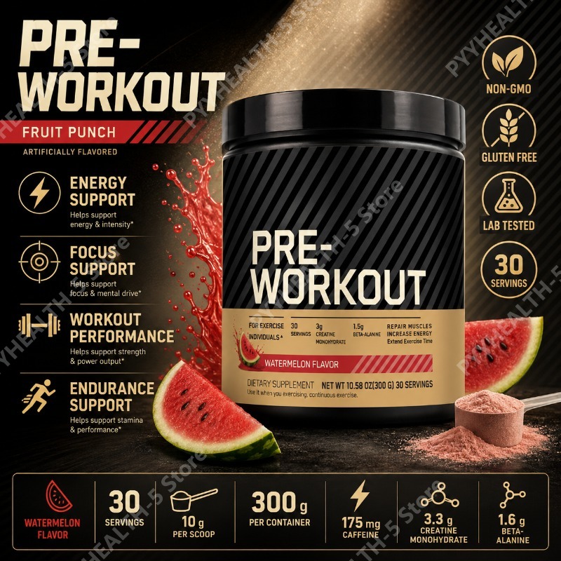Pre Workout Supplement - Pó Pré-Treino com Creatina, Beta Alanina,