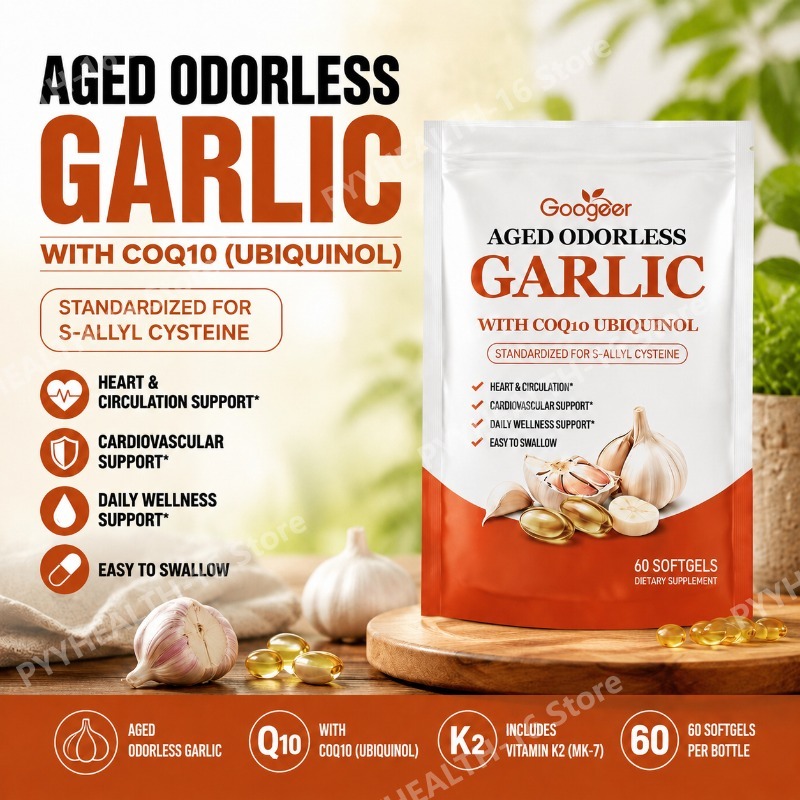 Coq10 Ubiquinol Softgel - Cápsulas de Alho Envelhecido Sem Odor