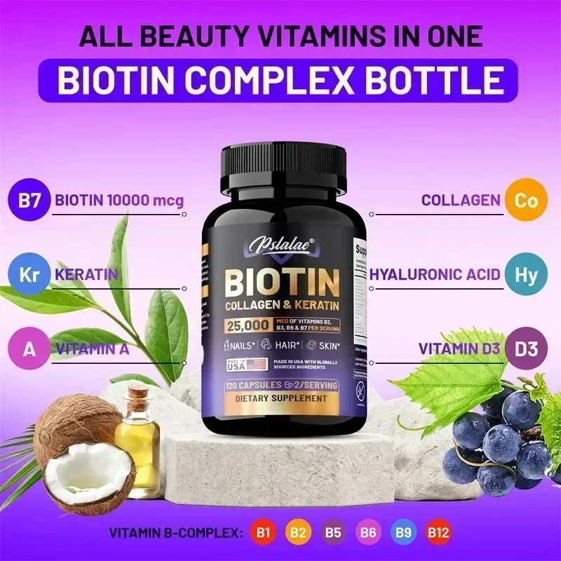 Suplemento de queratina de col - Biotin Hair Growth avaliação e preço